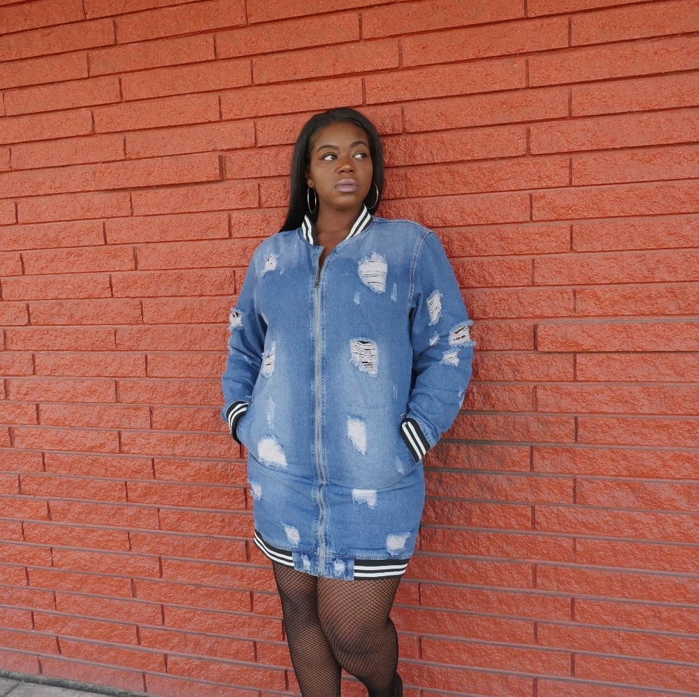 Long line denim jacket